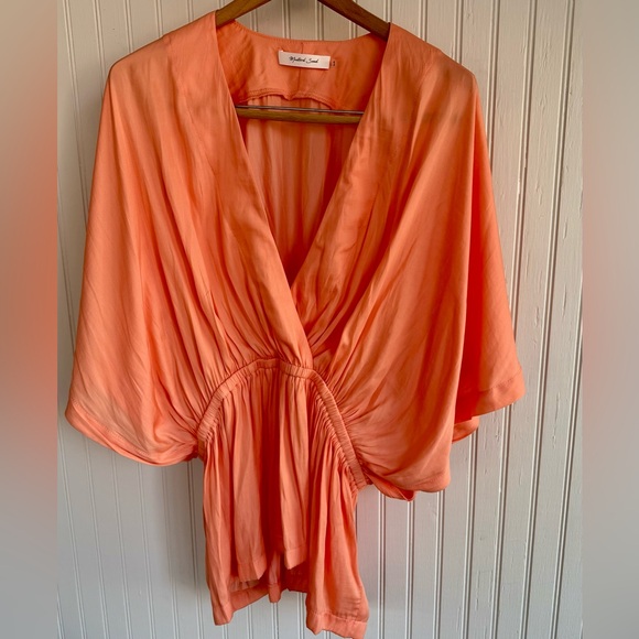 Mustard Seed Tops - Mustard Seed for Anthropologie Coral Balloon Sleeve Blouse Size L